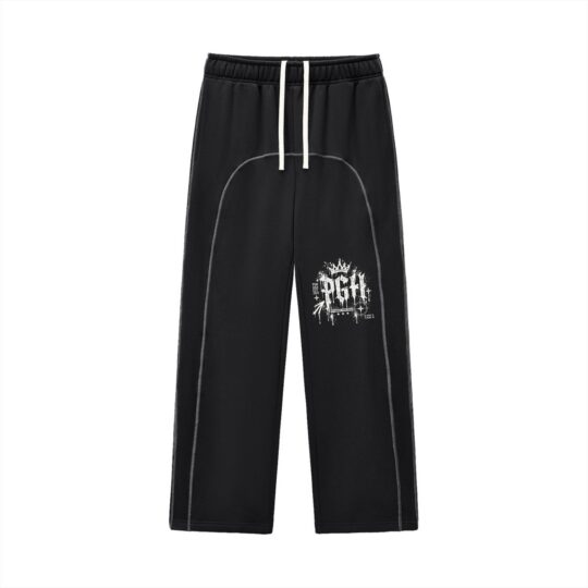 PGH: Graffiti Spray Contrast-Stitched Fleece Sweatpants